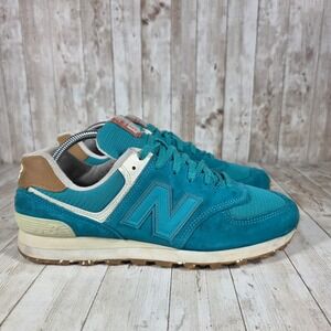 New Balance 574 Women's Teal Turquoise Suede Mesh Athletic Sneakers Shoes